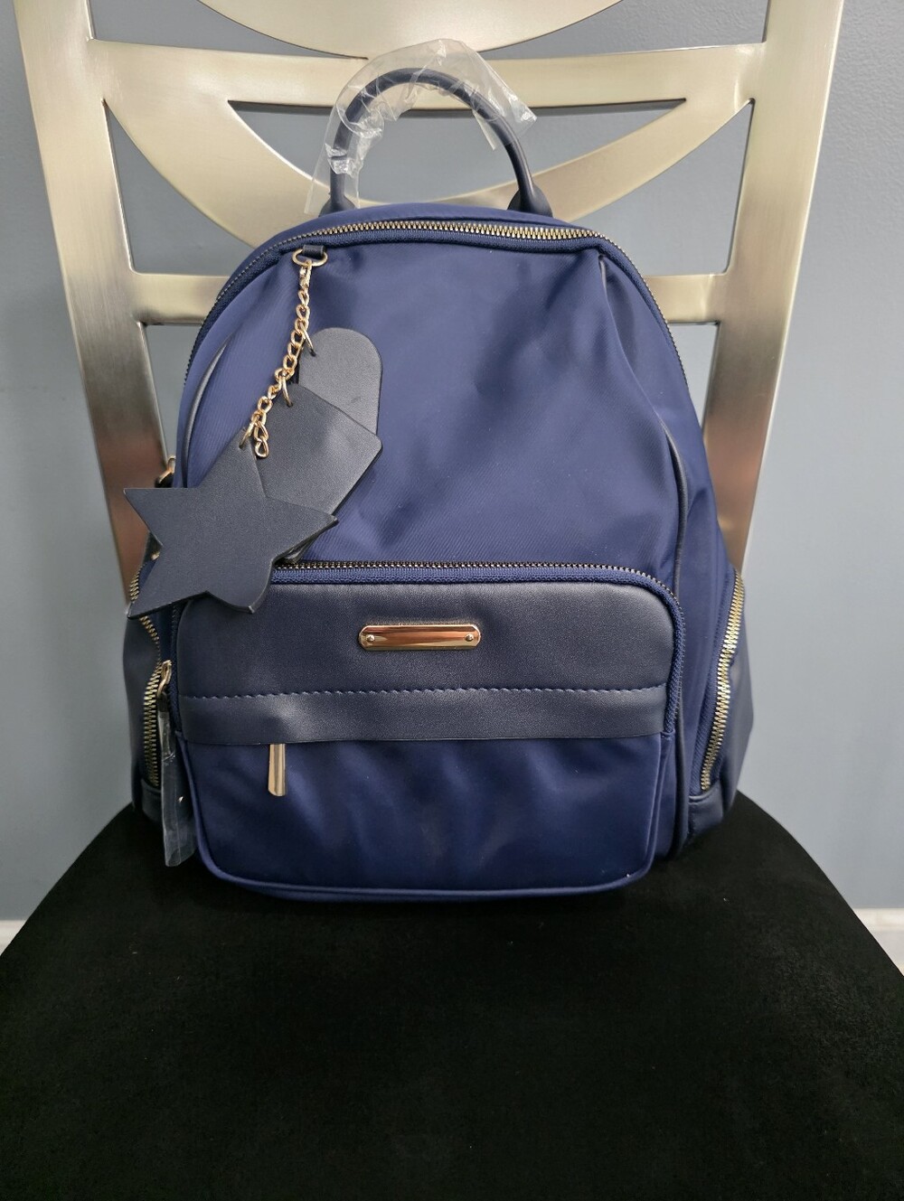 Navy Star Charm Women's Backpack Tote